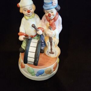 Vintage Circus Clown Music Box Send In The Clowns Colorful Figurine 9"